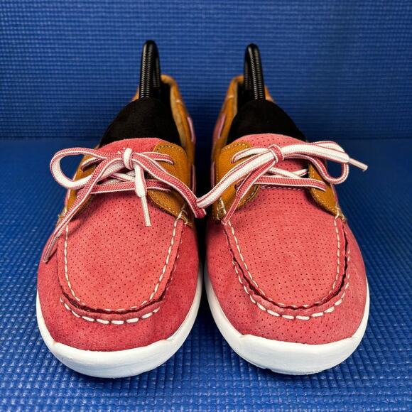 🔴 G.H BASS & CO. BASS-STERN S16 Women`s Size 10M Pink Brown Boat Shoes - Picture 2 of 8